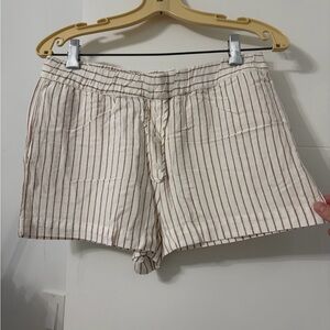 Zara Striped Cream and Brown Women Shorts